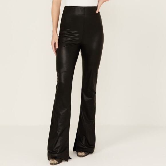 Show Me Your MuMu Pants - Show Me Your Mumu Nashville Pull On Flare Black Faux Leather High Rise Pants